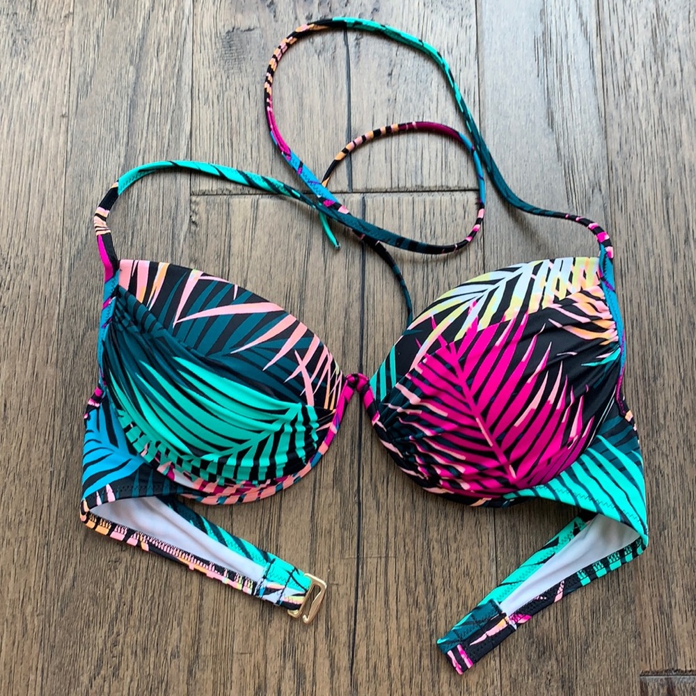 4/$15 Tropical padded halter bikini top